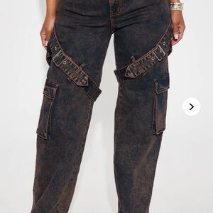 Women's Distressed Cargo Jeans